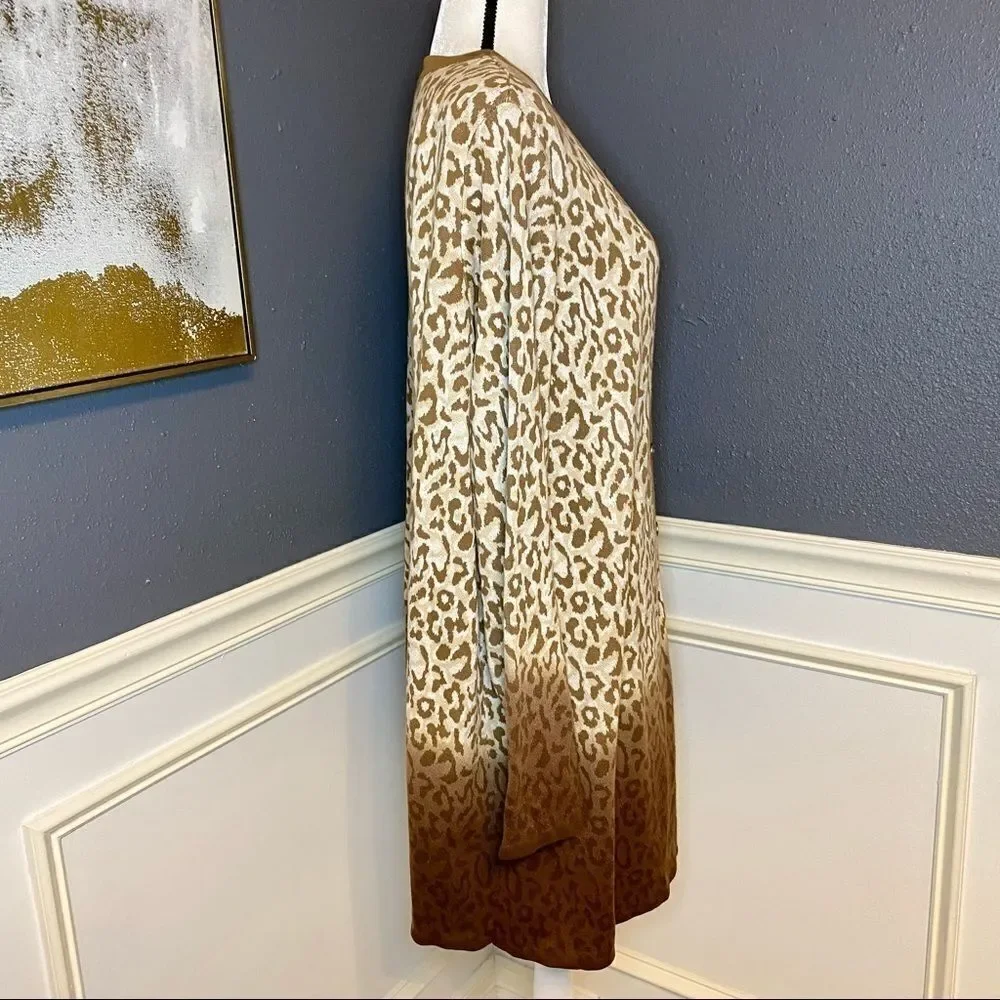 Isaac Mizrahi Live Leopard Dip-Dye Cardigan